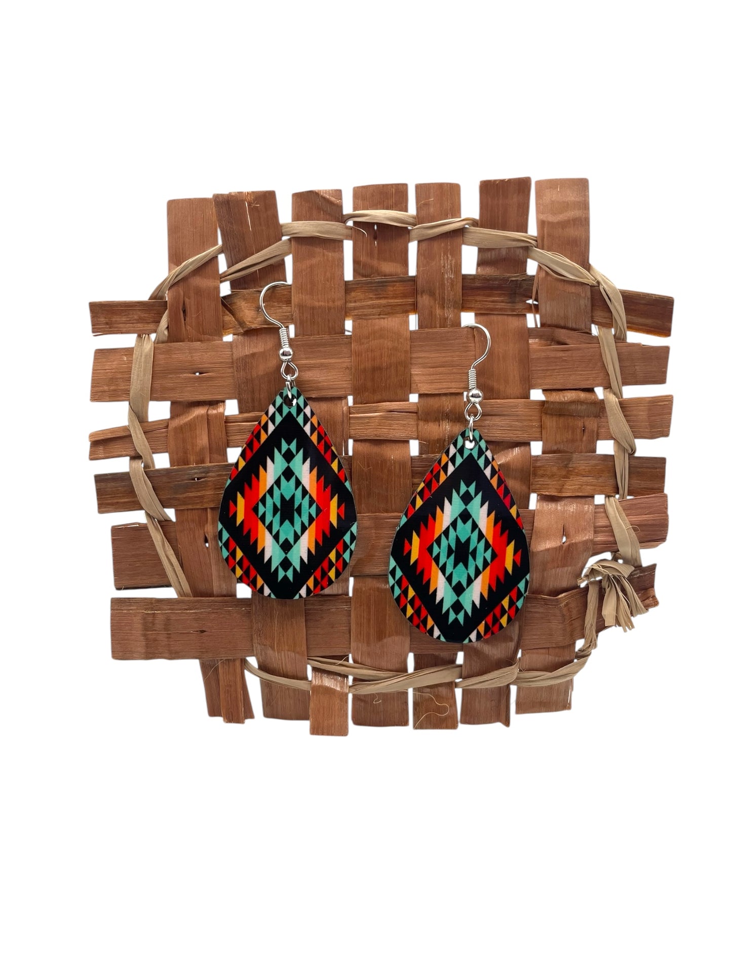 Aztec Black Burlap Earrings