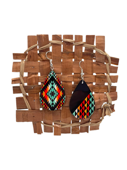 Aztec Black Burlap Earrings