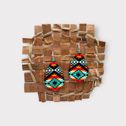 Aztec Black Burlap Earrings