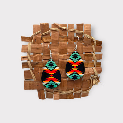 Aztec Black Burlap Earrings