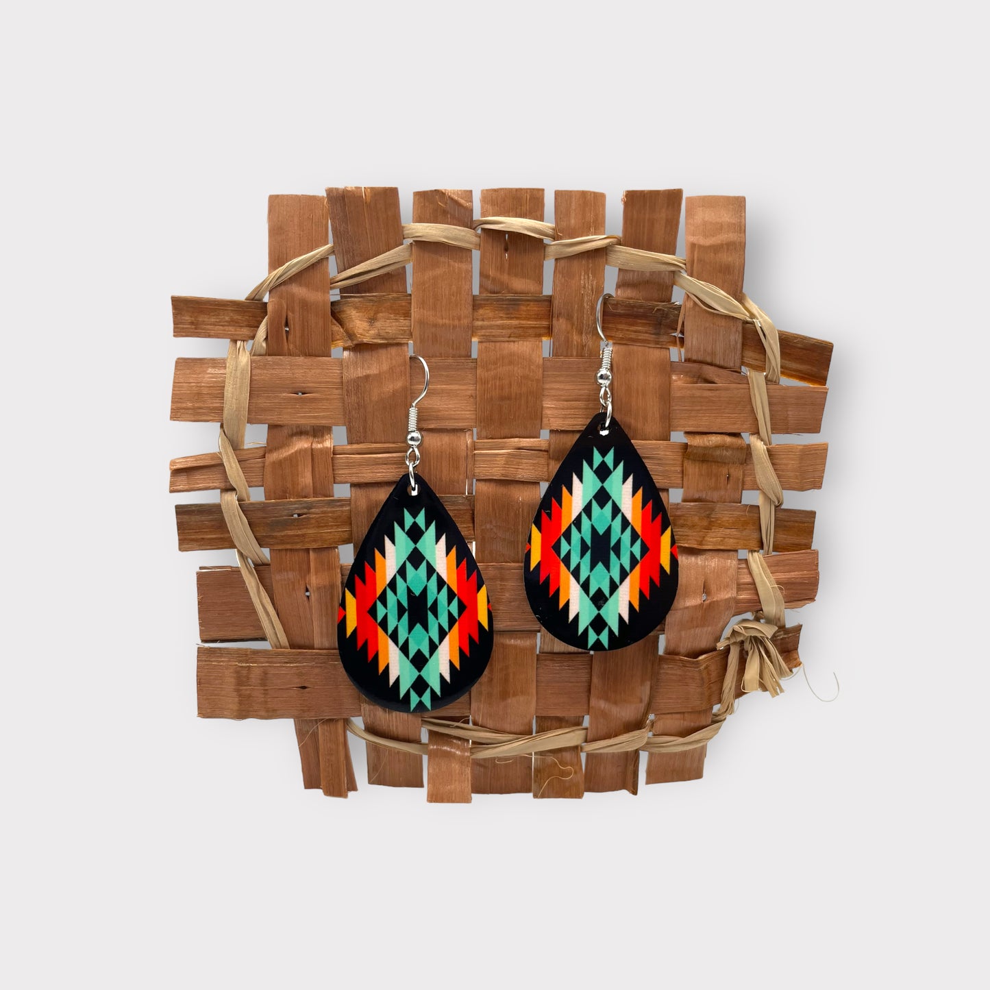 Aztec Black Burlap Earrings