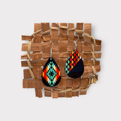 Aztec Black Burlap Earrings