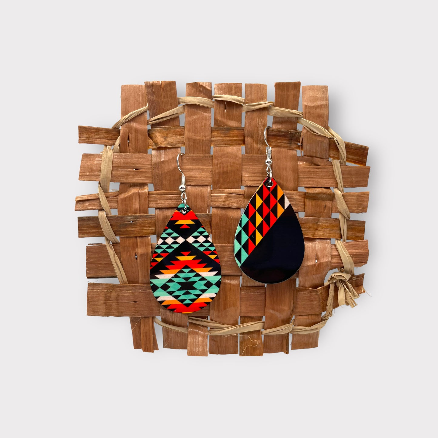 Aztec Black Burlap Earrings